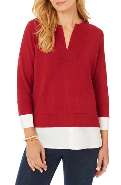 Shop Foxcroft Callahan Layered Pullover In Mum Red