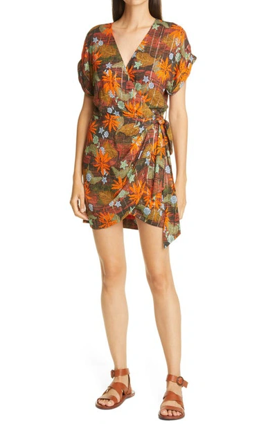 Shop Le Superbe Lookout Wrap Dress In Orange Tropical Floral
