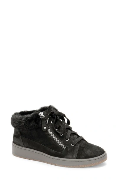 Shop Aetrex Dylan Faux Fur Lined Sneaker In Black Nubuck Leather