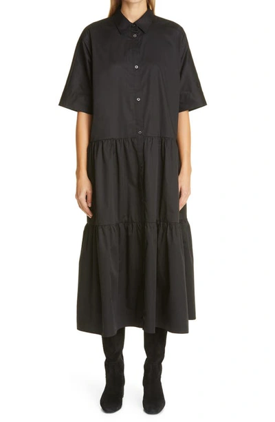 Shop Co Tiered Tton Shirtdress In Black