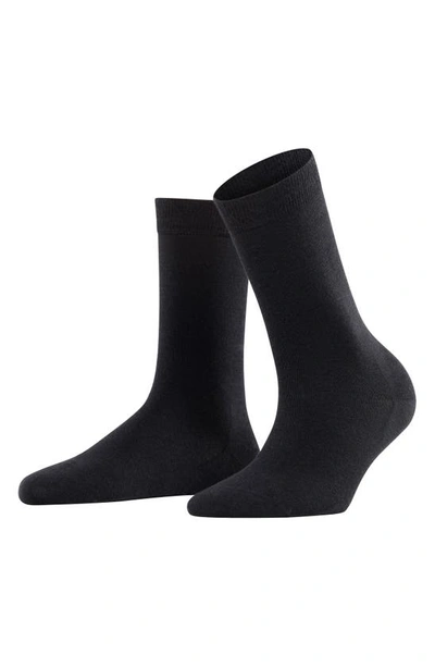 Shop Falke Soft Merino Crew Socks In Black