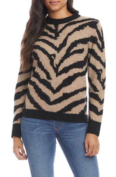 Shop Karen Kane Jacquard Pattern Sweater In Tiger Print