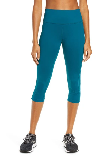 Shop Brooks Greenlight Capri Leggings In Deep Sea