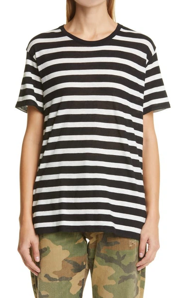 Shop R13 Boy Stripe Cotton & Cashmere T-shirt In Black W/ Ecru