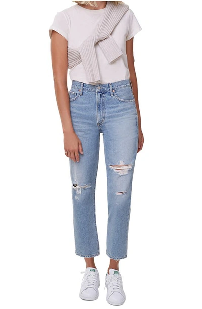 Shop Citizens Of Humanity Marlee Nonstretch High Waist Distressed Relaxed Tapered Jeans In Moondust