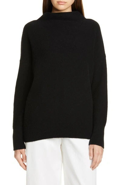 Vince Boiled Cashmere Funnel Neck Pullover In Black