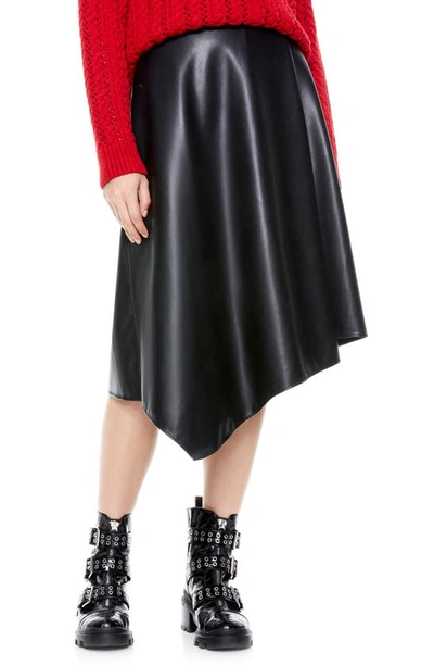 Shop Alice And Olivia Jayla Asymmetrical Faux Leather Skirt In Black