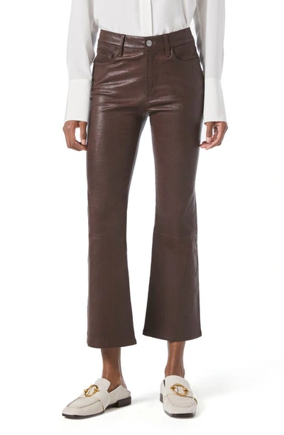 Shop Frame Le Crop Mini Boot Leather Pants In Espresso