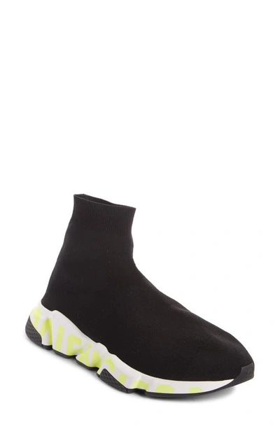 Shop Balenciaga Mid Speed Sock Sneaker In White/ Green