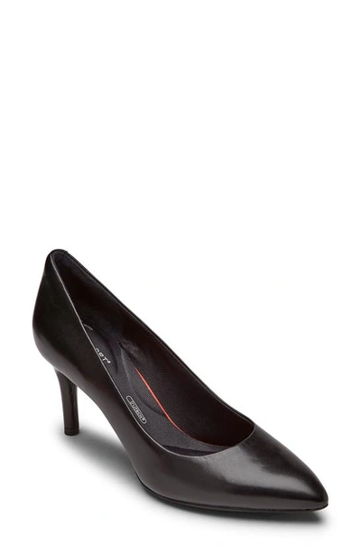 Shop Rockport Total Motion Plain Pointy Toe Pump In Black Leather