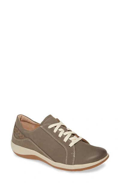 Shop Aetrex Dana Lace-up Oxford Flat In Warm Grey Leather