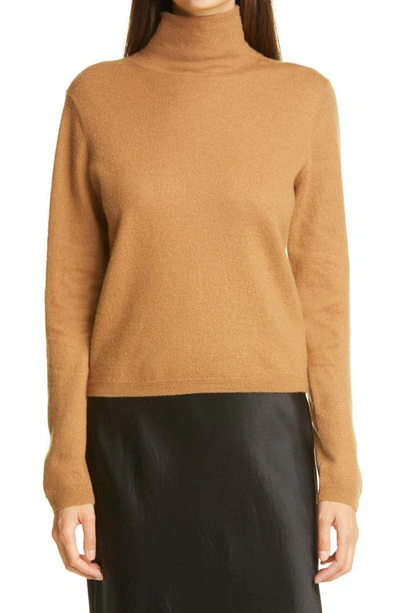 Shop Vince Cashmere Crop Turtleneck Sweater In Amber