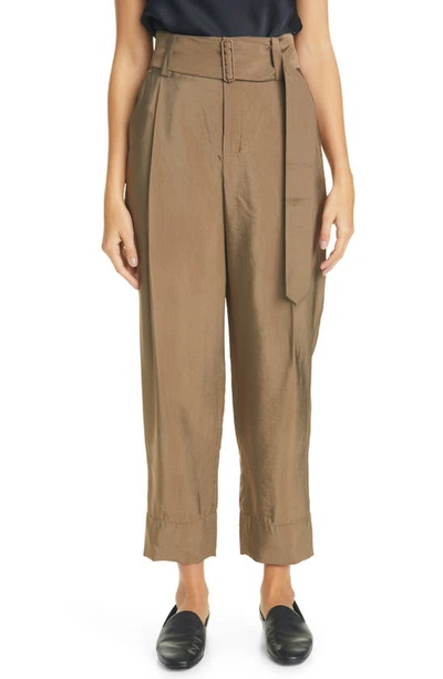 Shop Vince Belted High Waist Tapered Pants In Granite