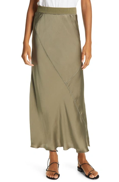 Shop Atm Anthony Thomas Melillo Silk Maxi Skirt In Army