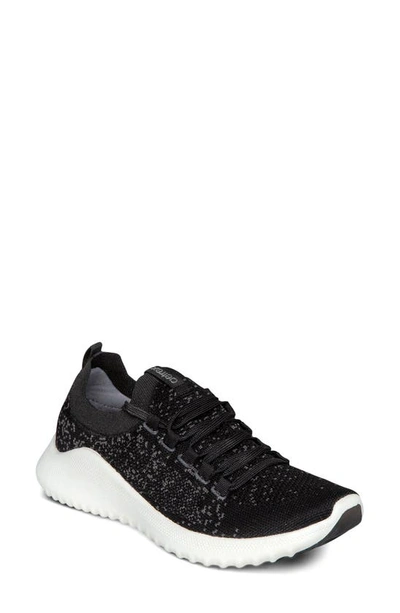 Shop Aetrex Carly Knit Sneaker In Black Fabric