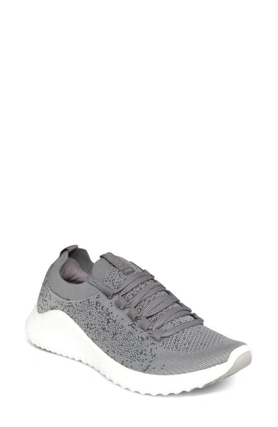 Shop Aetrex Carly Knit Sneaker In Grey Fabric