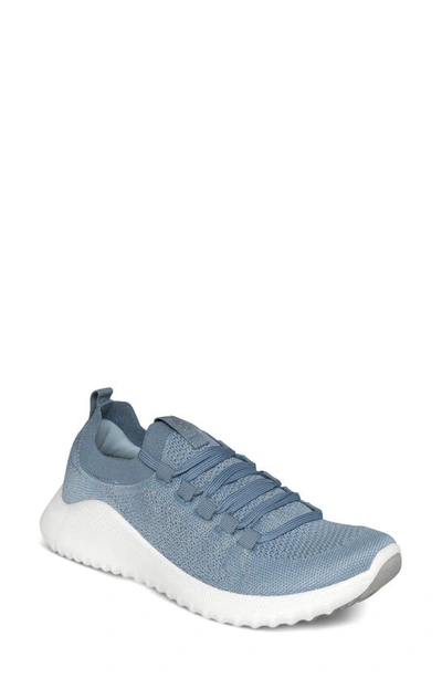 Shop Aetrex Carly Knit Sneaker In Light Blue Fabric