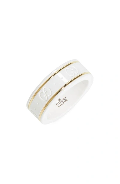 Shop Gucci Icon White Zirconia & 18k Gold Ring In Yellow Gold