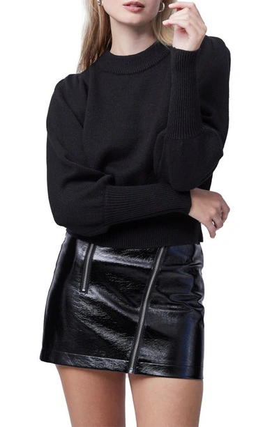 Shop French Connection Puff Sleeve Crop Sweater In Black