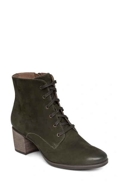 Shop Aetrex Stella Bootie In Olive Faux Patent Leather