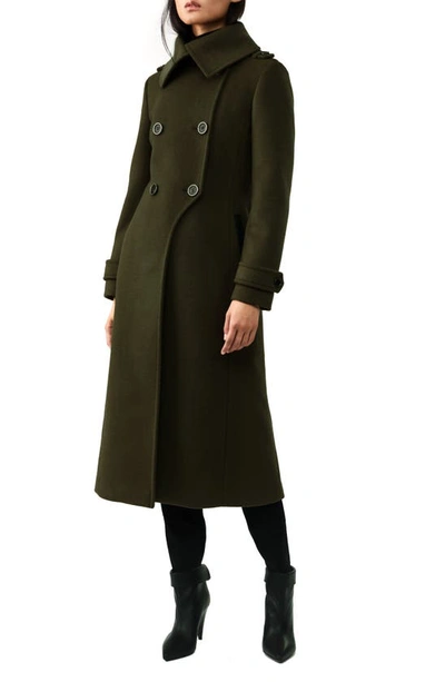 Shop Mackage Elodie Double Breasted Military Maxi Coat In Army