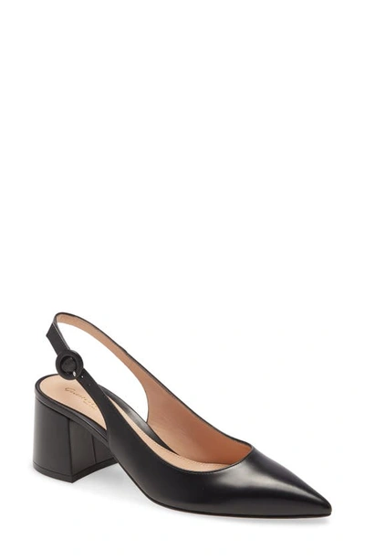 Shop Gianvito Rossi Pointed Toe Slingback Pump In Black