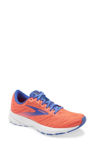Shop Brooks Launch 7 Running Shoe In Coral/ Claret/ Blue