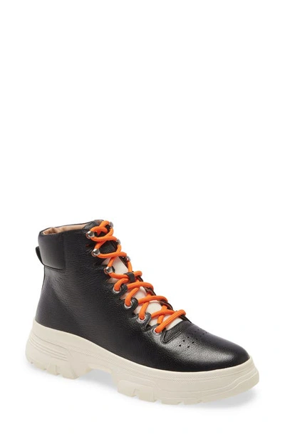 Shop Linea Paolo Billie Platform Sneaker In Black/ White Nappa Leather