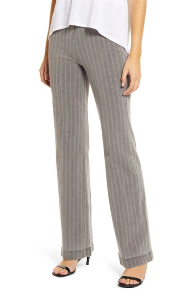 Shop Lyssé Pattern Denim Trouser In Mid Grey Pinstripe