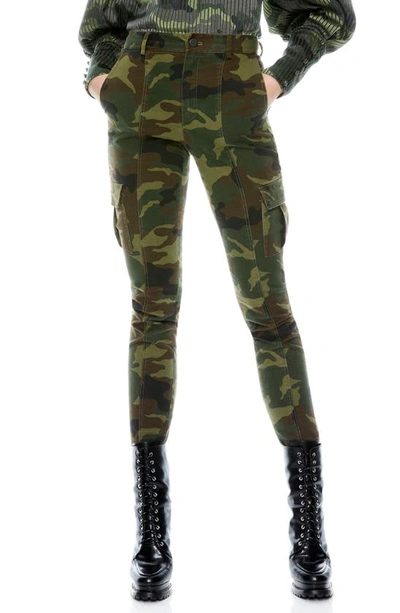 Shop Alice And Olivia Camo Print Slim Fit Stretch Cotton Cargo Pants In Camo Girl