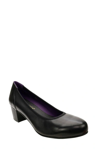 David Tate Simona Block Heel Pump In Black Leather