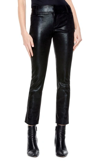 Shop Alice And Olivia Stacey Faux Leather Slim Ankle Pants In Black