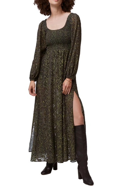 Shop French Connection Aury Smocked Long Sleeve Maxi Dress In Aury Hawthorn Green