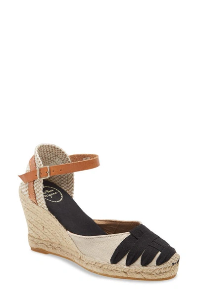 Shop Toni Pons Port-7 Espadrille Wedge Sandal In Black Fabric