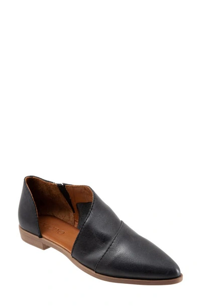 Shop Bueno Blake Half D'orsay Leather Flat In Black Leather