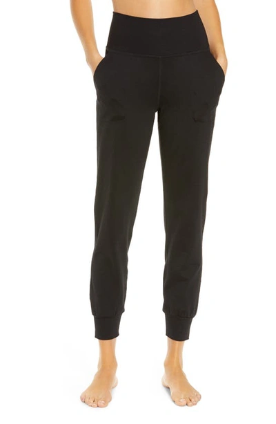 Shop Beyond Yoga Heather Rib Jogger Pants In Black Heather