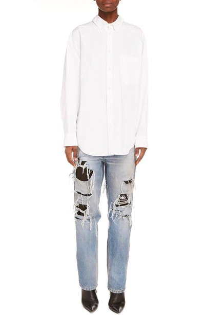 Shop Balenciaga Double Front Button-down Blouse In White