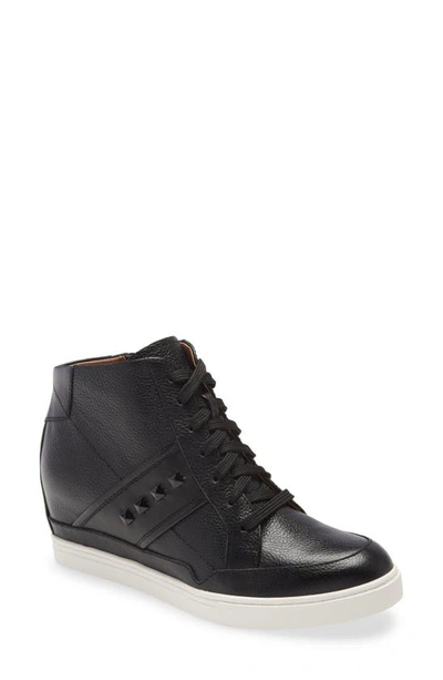 Shop Linea Paolo Nash Wedge Sneaker In Black Leather