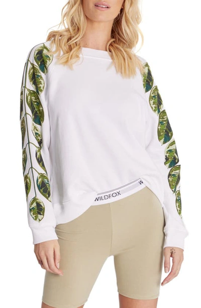 Shop Wildfox Sommers Plant Lover Cotton Blend Sweatshirt In Clean White
