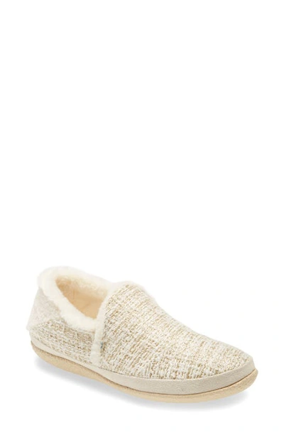 Shop Toms India Metallic Faux Fur Slipper In White