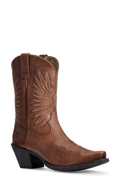 Shop Ariat Goldie Western Boot In Distressed Cognac Leather