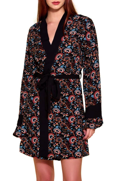 Shop Hauty Floral Challis Robe In Black