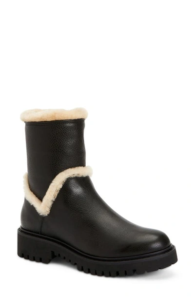 Shop Aquatalia Jillian Faux Fur Lined Bootie In Black/ Sand