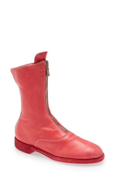Shop Guidi Front Zip Army Boot In Pink