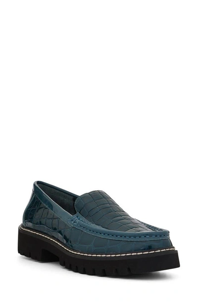 Shop Donald Pliner Hope Loafer In Sapphire Faux Patent Leather