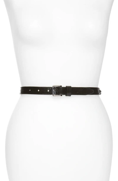 Shop Rebecca Minkoff Laced Chain Panel Leather Belt In Black