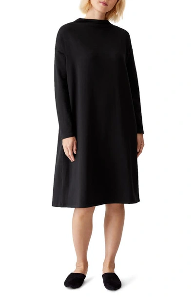 Shop Eileen Fisher Funnel Neck Dress In Black
