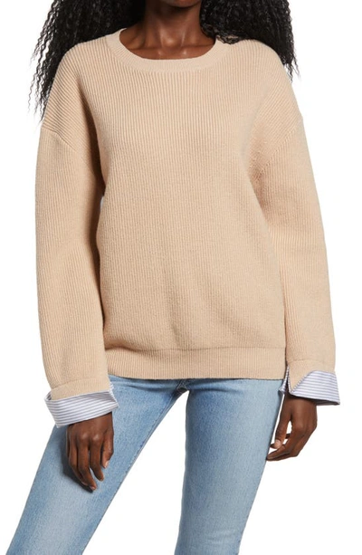 Shop English Factory Colorblock Sweater In Taupe Combo