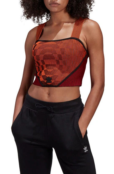 Shop Adidas Originals Knit Corset In Energy Orange/ Black/ Scarlet