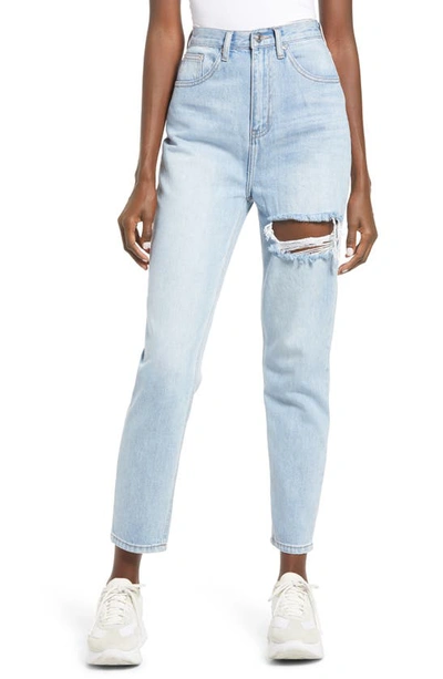 Endless Rose Ripped High Waist Ankle Jeans In Denim